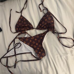 Brown and Orange Monogram Bikini